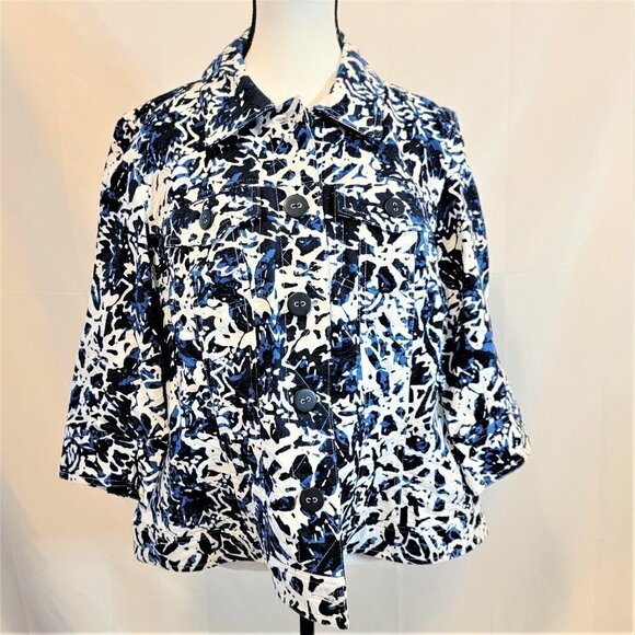 Coldwater Creek Crisp Blue/White Jacket - size 18 - Picture 1 of 4